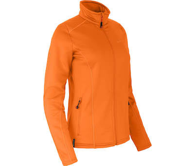 schnelltrocknend warm Melange-Optik femininer Schnit Strickfleece atmungsaktiv Bergson Damen Strick-Fleecejacke ETTA