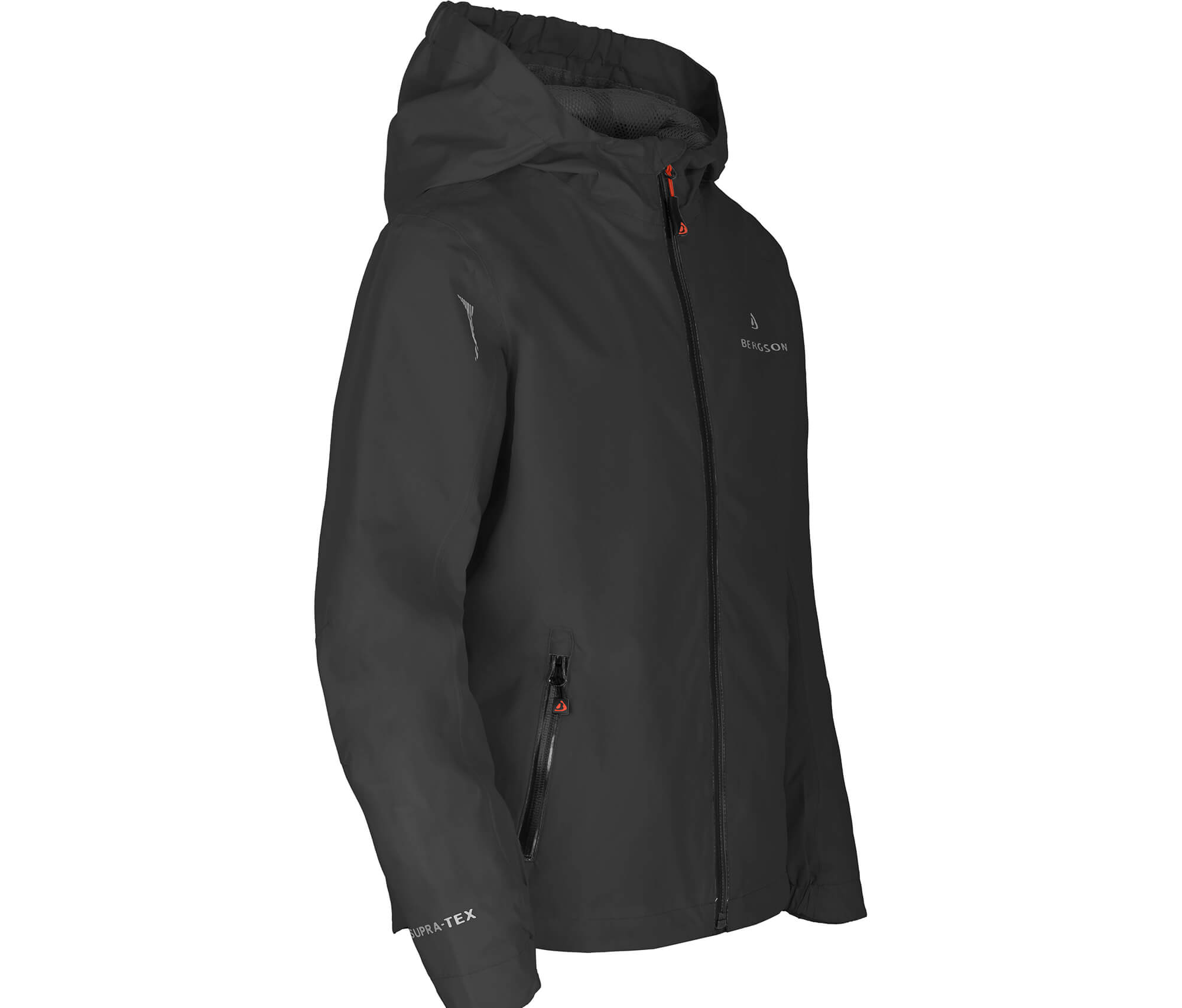 Bergson LIO Kinder Regenjacke, Netzfutter, 12000 mm Wassersäule schwarz