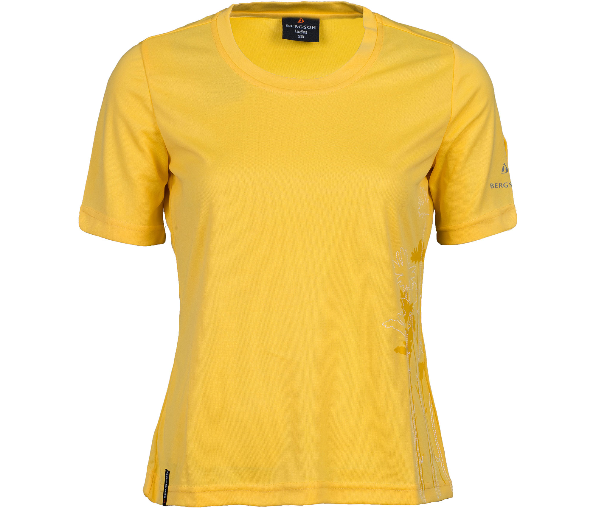 Pique-Material femininer Schnitt Rundhalsausschnitt pflegeleicht schnelltrocknend Bergson Damen Funktionsshirt EDA Frontdruck