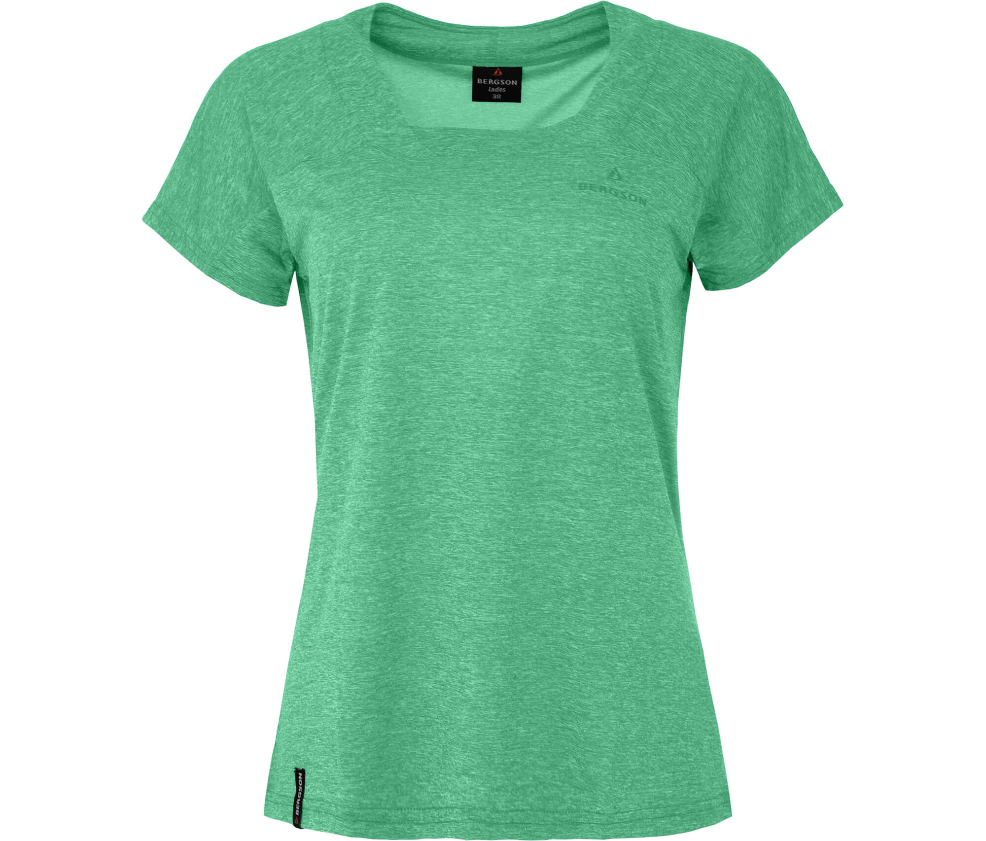 Bergson Fria Damen Funktions T Shirt Leicht Schnelltrocknend Grun Melange Sehr Gute Outdoorbekleidung Skibe