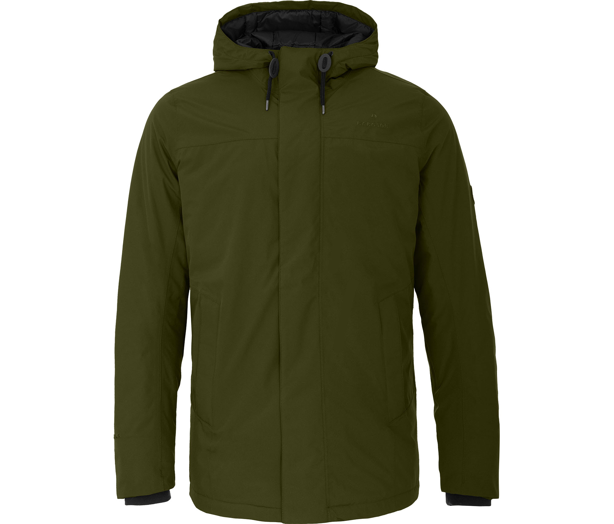 Bergson JUKKA Herren Winter Parka warm wattiert 20000 mm Wassersaule Innen Steppung dunkel grun