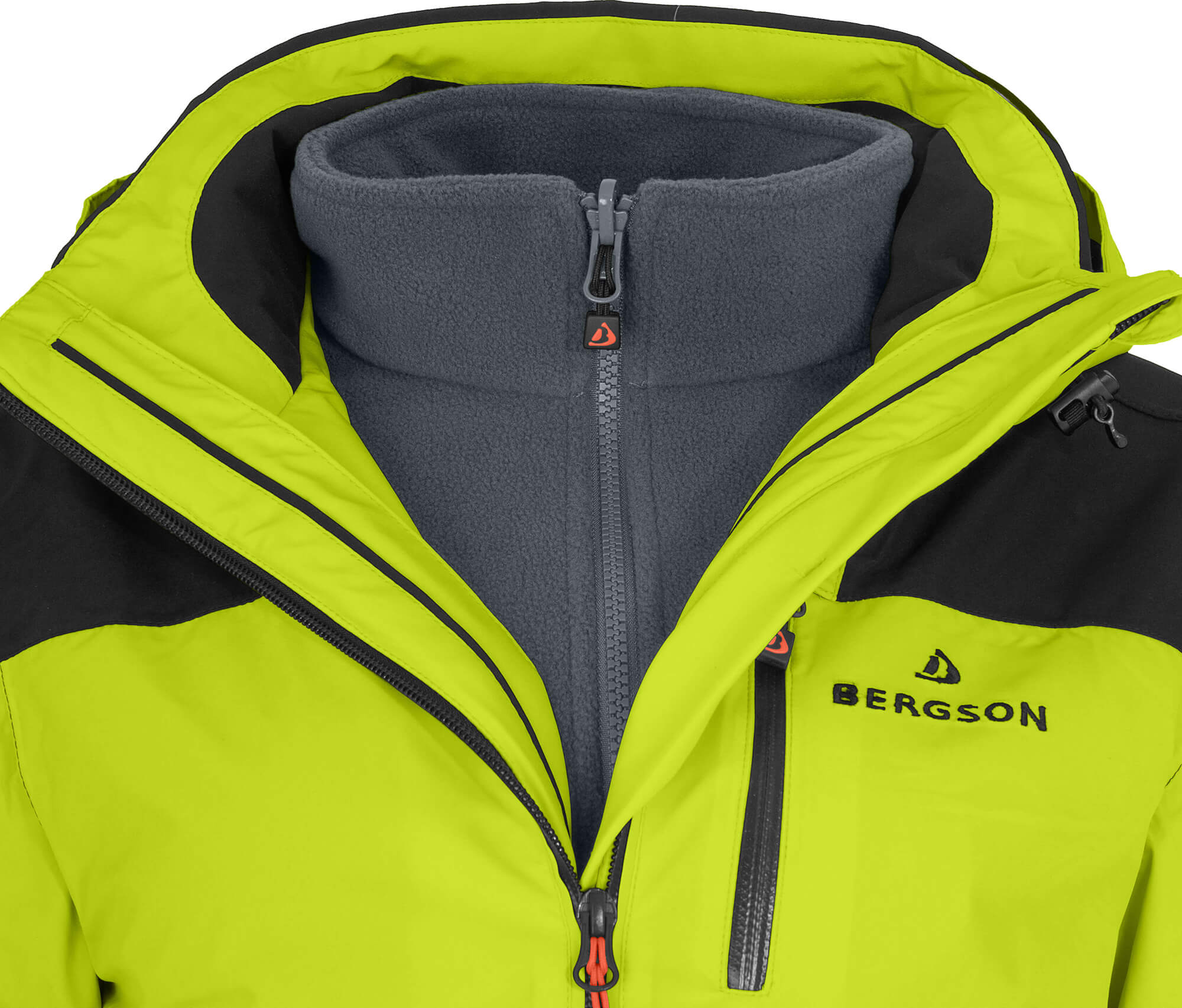 Bergson KURRIKA Doppeljacke | Damen Regenjacke, Fleece Innenjacke, 20000 mm  Wassersäule - leuchtend grün --> Sehr gute