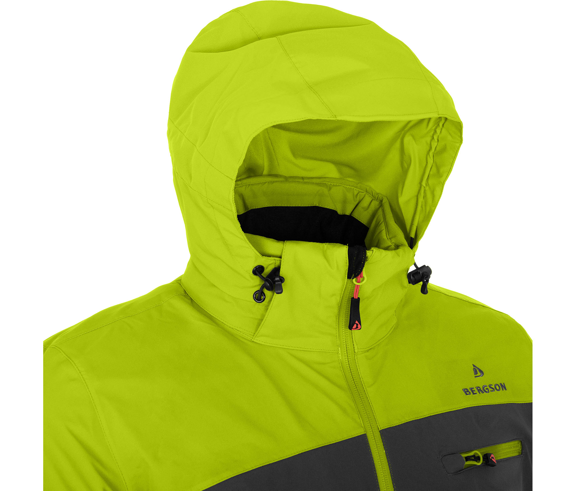 Bergson RUKA | Herren Skijacke, wattiert, 20000 mm Wassersäule - lime grün  --> Sehr gute Outdoorbekleidung &