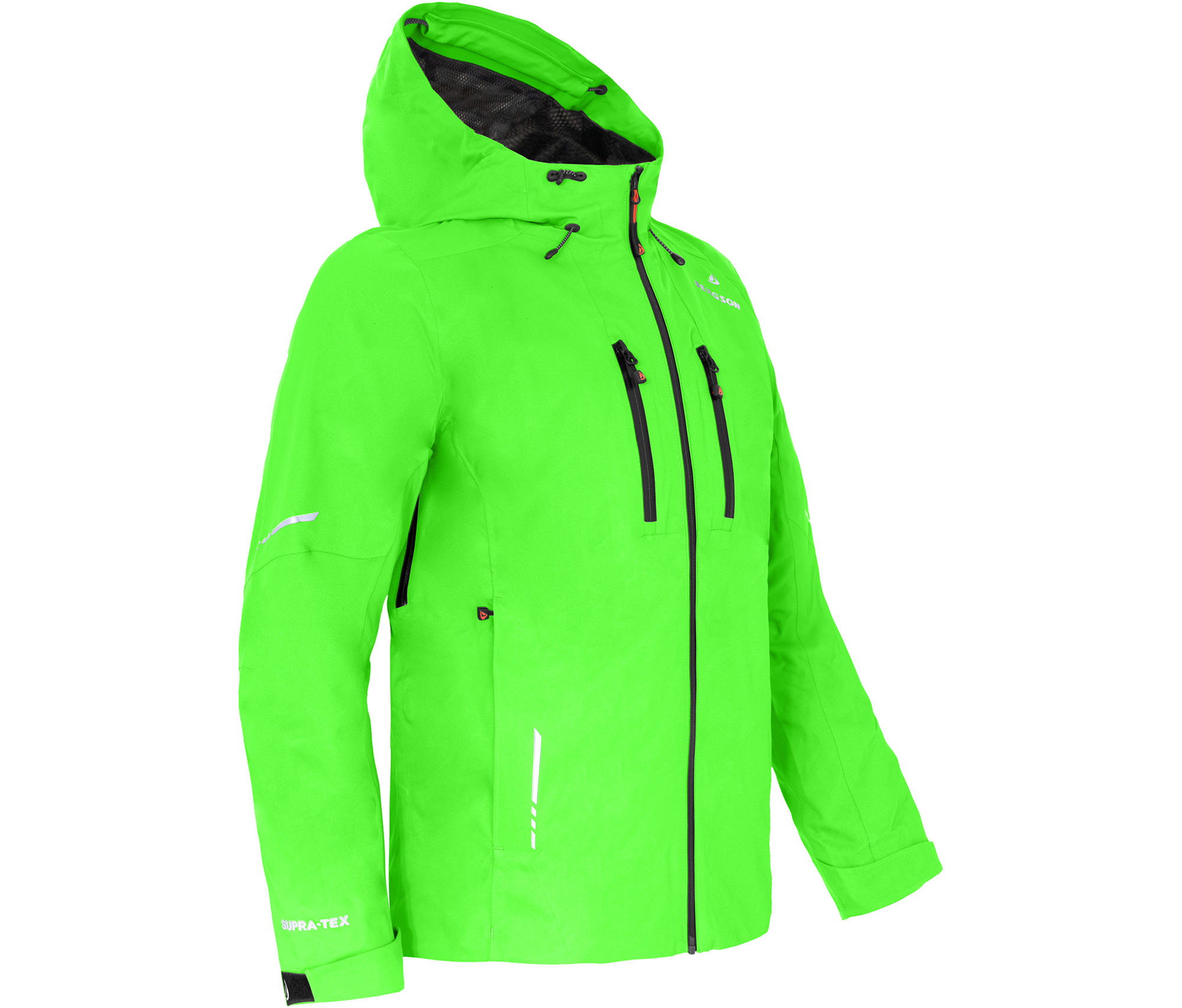 Bergson SKIEN Herren Regenjacke, recycelt, Netzfutter, 20000 mm Wassersäule Gecko grün